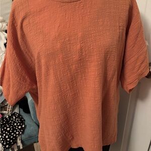 Women's Relaxed Textured Top - Rust Orange
